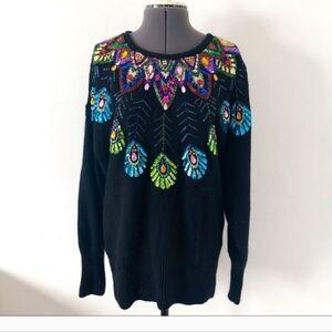 Black Embroidered Women's Sweater